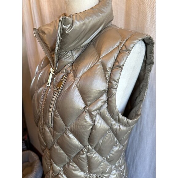 Calvin Klein Puffer Vest Womens Small Champagne‎ Silver Metallic Down Quilted - Picture 3 of 14